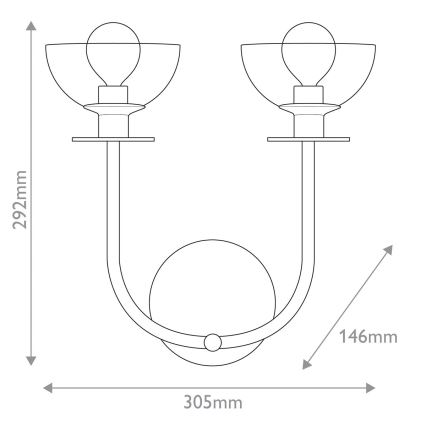 Alora Mood - Seinävalaisin SYLVIA 2xE14/40W/230V kultainen
