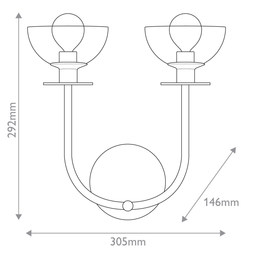 Alora Mood - Seinävalaisin SYLVIA 2xE14/40W/230V kultainen
