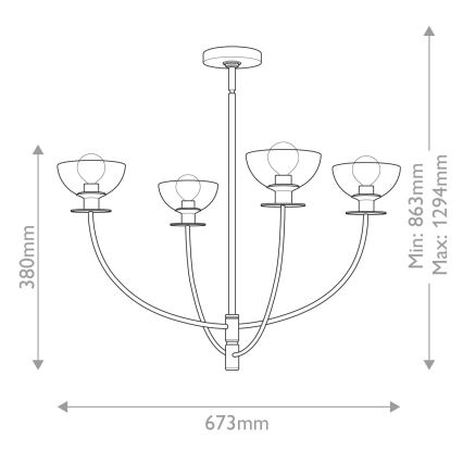 Alora Mood - SYLVIA varrellinen kattokruunu 4xE14/40W/230V musta