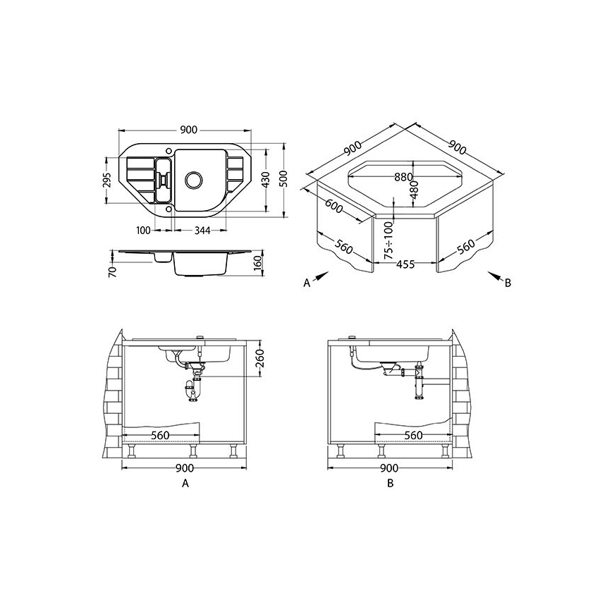 ALVEUS 1090939 - Keittiön pesuallas NIAGARA 90x50 cm graniitti/beige