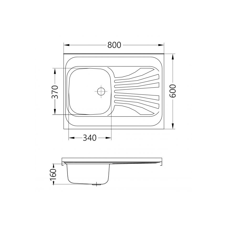 ALVEUS 1095618 - CLASSIC-keittiöallas 80x60 cm, ruostumaton teräs (satiiniviimeistely), reunaton, kääntyvä