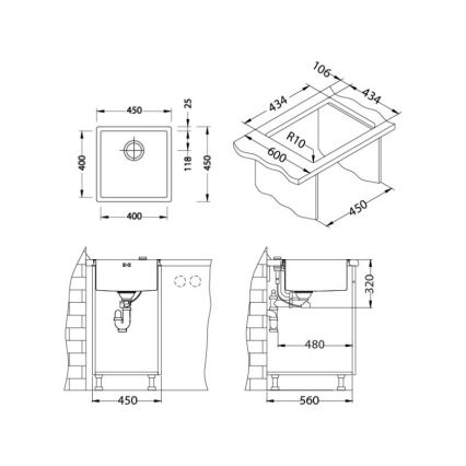 ALVEUS 1122689 - Keittiön pesuallas QUADRIX 45x45 cm monarch kupari