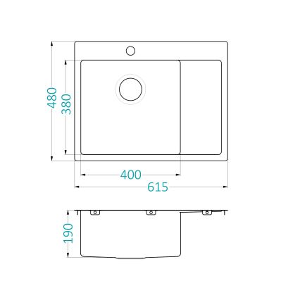 ALVEUS 1124383 - Keittiön pesuallas QUARTO 61,5x48 cm satiini