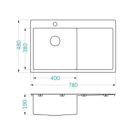 ALVEUS 1124384 - Keittiön pesuallas QUARTO 78x48 cm satiini