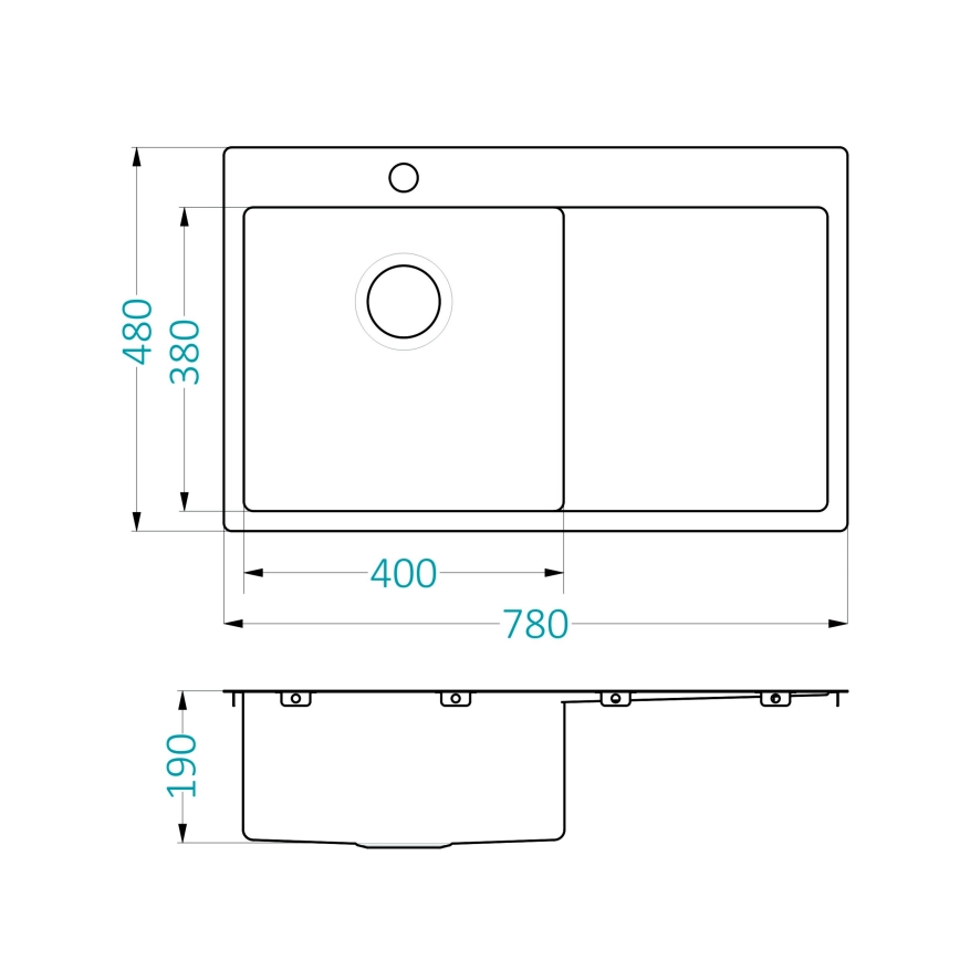 ALVEUS 1124384 - Keittiön pesuallas QUARTO 78x48 cm satiini