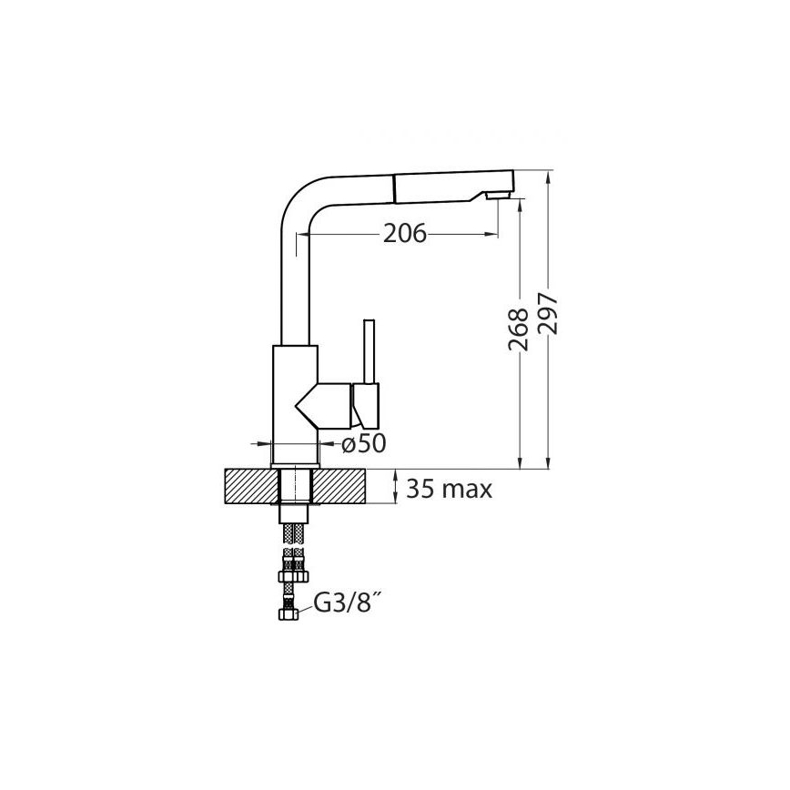 ALVEUS 1129048 - Tiskihana ulosvedettävällä ruiskulla SIROS 29,7 cm graniitti/musta