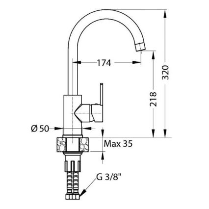 ALVEUS 1129052 - Pesualtaan hana TONIA 34 cm graniitti/musta