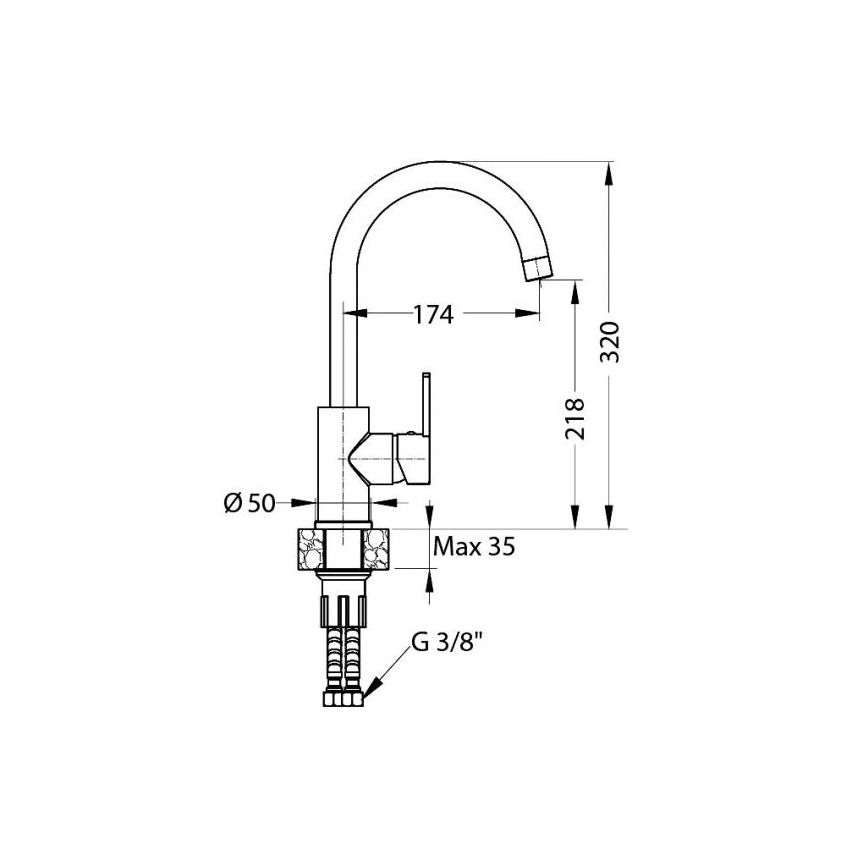 ALVEUS 1129052 - Pesualtaan hana TONIA 34 cm graniitti/musta