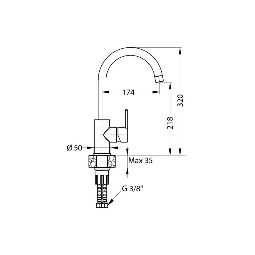 ALVEUS 1129054 - Pesualtaan hana TONIA 34 cm graniitti/beige
