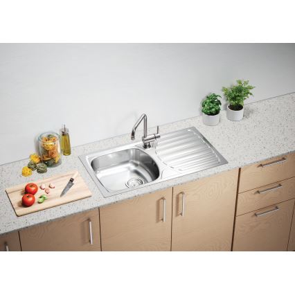 ALVEUS 1136539 - Keittiöallas BASIC 78x43,5 cm ruostumaton teräs/satiini, iso viemäröintiaukko