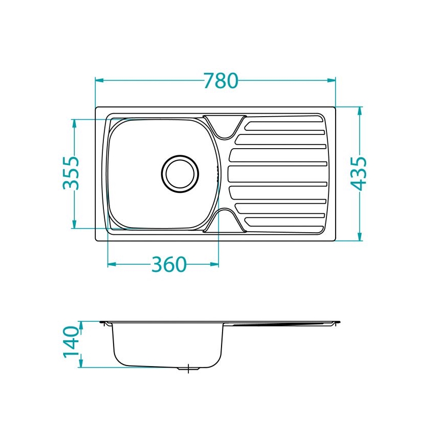 ALVEUS 1136539 - Keittiön pesuallas BASIC 78x43,5 cm matta teräs/satin, iso pistorasia