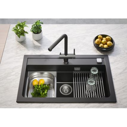 ALVEUS 1139808 - Pesualtaan hana AGUILA 33,3 cm graniitti/musta