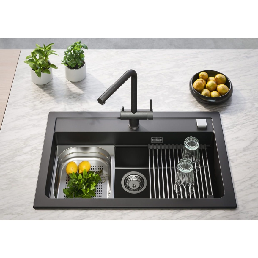 ALVEUS 1139808 - Pesualtaan hana AGUILA 33,3 cm graniitti/musta