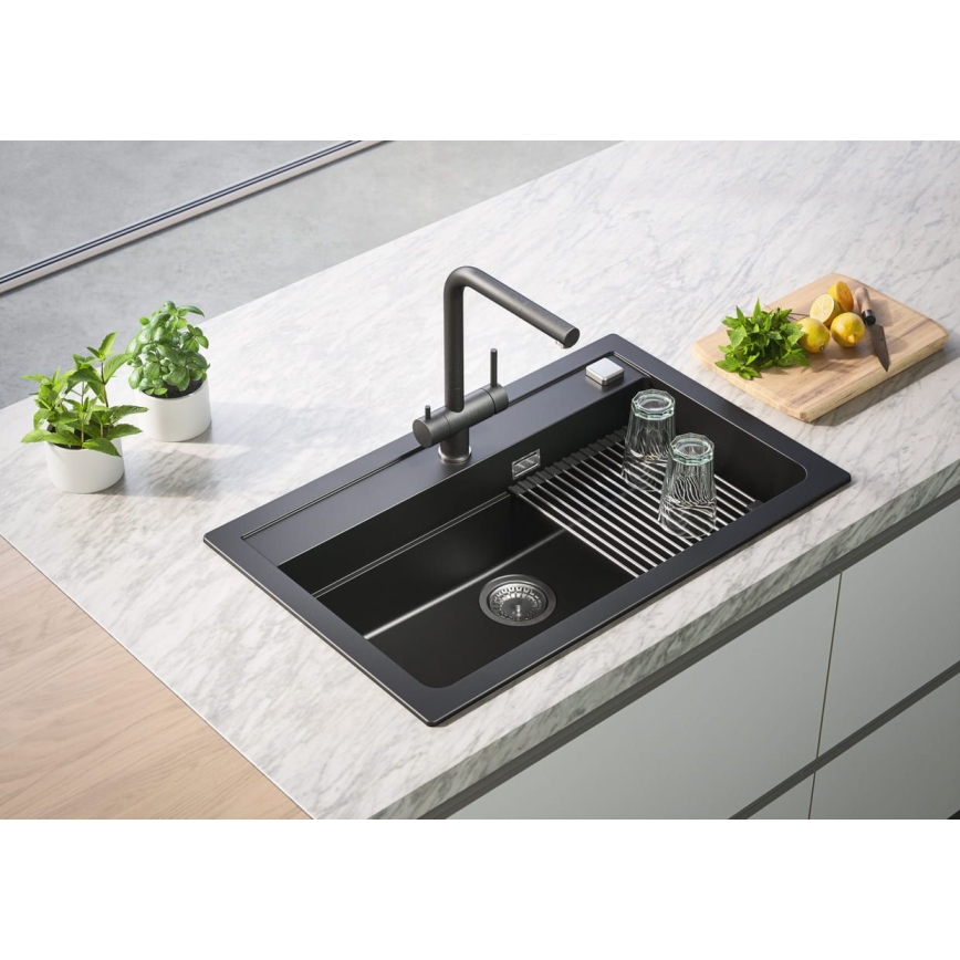 ALVEUS 1139808 - Pesualtaan hana AGUILA 33,3 cm graniitti/musta