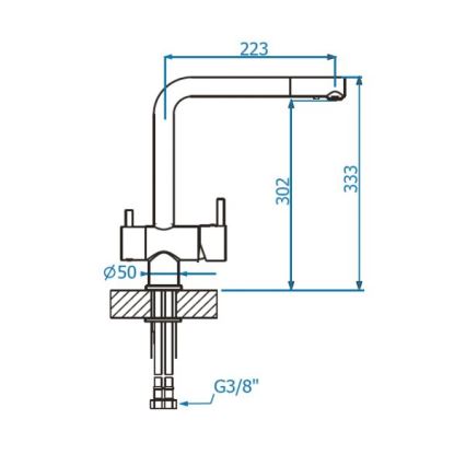 ALVEUS 1139808 - Pesualtaan hana AGUILA 33,3 cm graniitti/musta