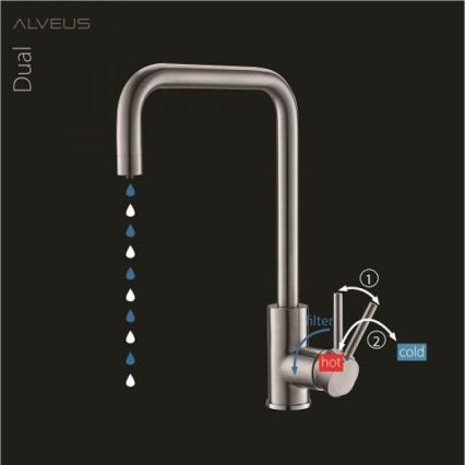 ALVEUS 1139812 - Pesualtaan hana DUAL 37 cm graniitti/musta
