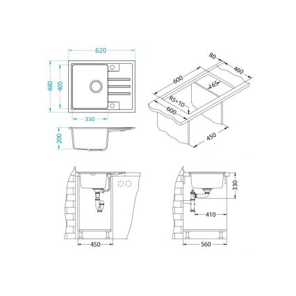 ALVEUS 1149080 - Keittiön pesuallas INTERMEZZO 62x48 cm graniitti/musta
