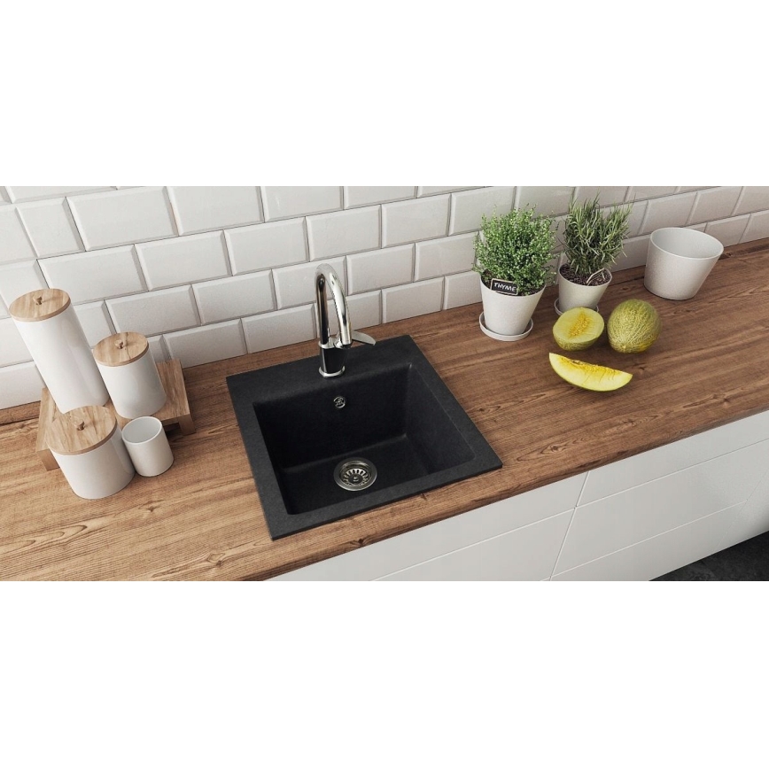 ALVEUS 1149113 - Keittiön pesuallas GEM 50x50 cm graniitti/musta