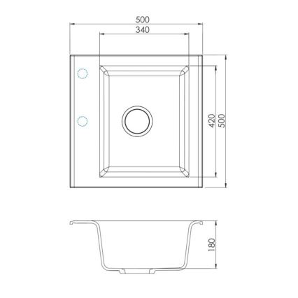 ALVEUS 1149113 - Keittiön pesuallas GEM 50x50 cm graniitti/musta