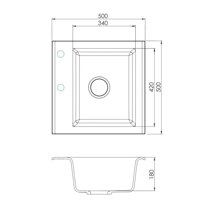 ALVEUS 1149113 - Keittiön pesuallas GEM 50x50 cm graniitti/musta