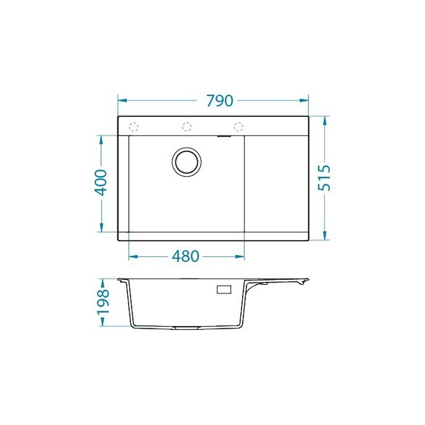 ALVEUS 1149300 - Keittiöallas PURE 79x51,5 cm graniitti/harmaa