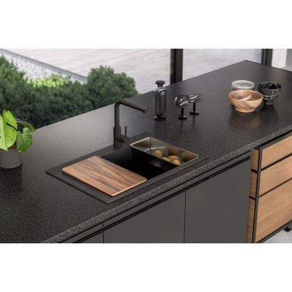 ALVEUS 1149503 - Keittiöallas PURE 79x51,5 cm graniitti/musta