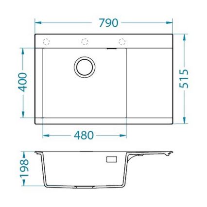 ALVEUS 1149503 - Keittiöallas PURE 79x51,5 cm graniitti/musta