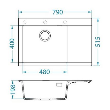ALVEUS 1149504 - Keittiöallas PURE 79x51,5 cm graniitti/musta