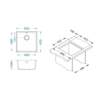 ALVEUS 1150047 - Keittiöallas OMNI 45x45 cm graniitti/beige