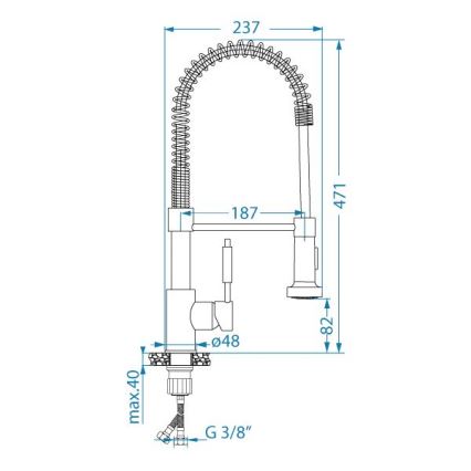 ALVEUS 1150886 - Keittiöhana joustavalla varrella ja suihkupäällä URBAN 47,1 cm satiini