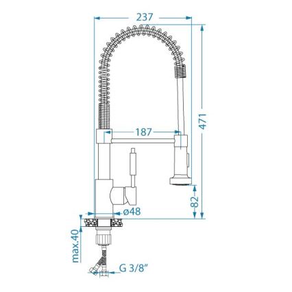 ALVEUS 1150887 - Keittiöhana joustavalla varrella ja suihkupäällä URBAN 47,1 cm musta