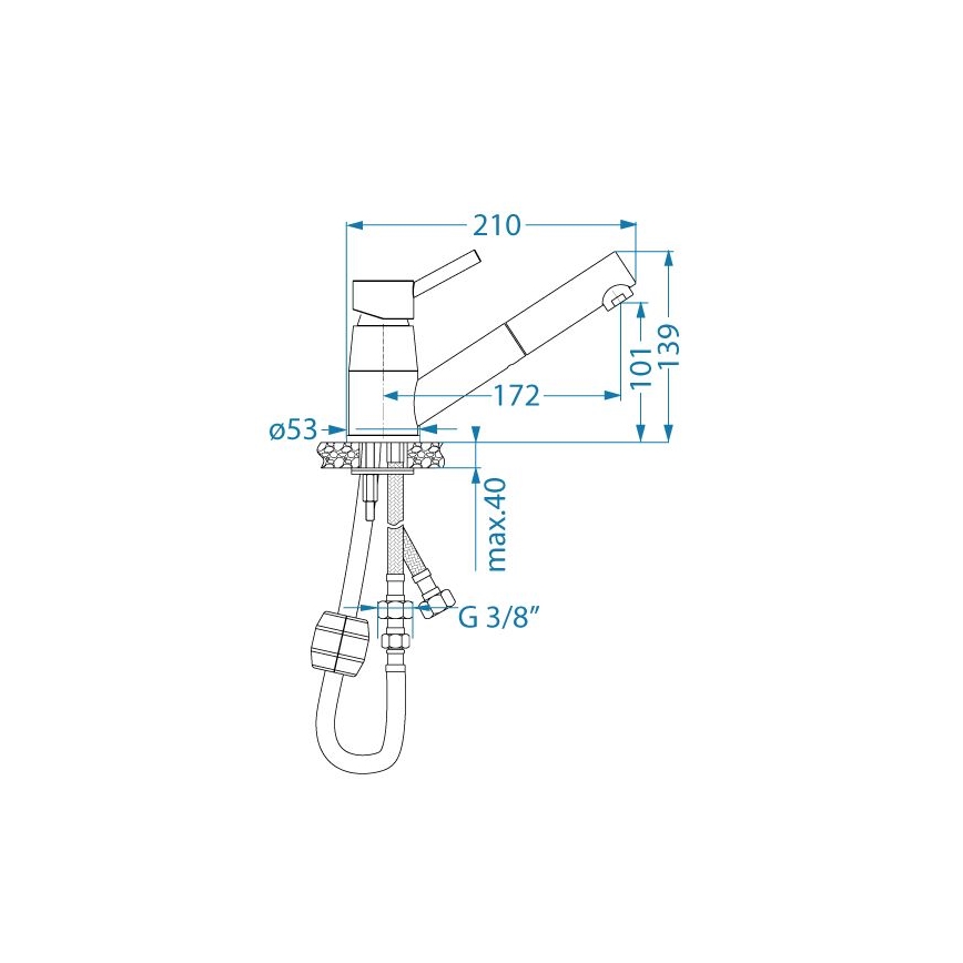 ALVEUS 1150888 - Tiskihana ulosvedettävällä ruiskulla NANO 13,9 cm kiiltävä kromi