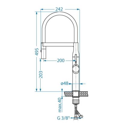 ALVEUS 1150893 - Pesualtaan hana joustavalla kädellä ruiskulla MIRAGE 49,5 cm musta