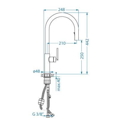 ALVEUS 1150895 - Tiskihana ulosvedettävällä ruiskulla ORION 44,2 cm musta