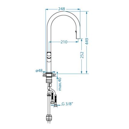ALVEUS 1150908 - Tiskihana ulosvedettävällä ruiskulla SWAN 44,9 cm musta