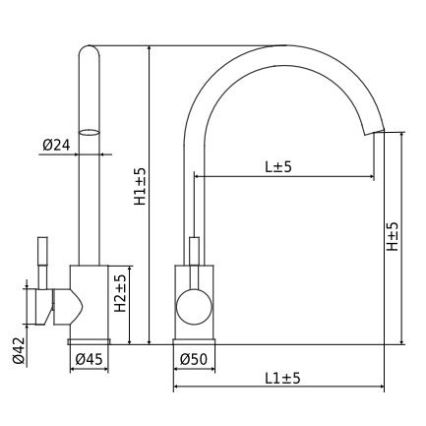 ALVEUS ES3508A - Keittiöhana VIOLA 36,7 cm harjattu teräs