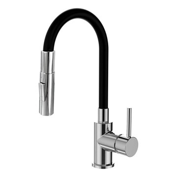 ALVEUS KI112111 - Keittiöhana joustavalla suihkuvarrella BEA 47 cm kiiltävä kromi/musta