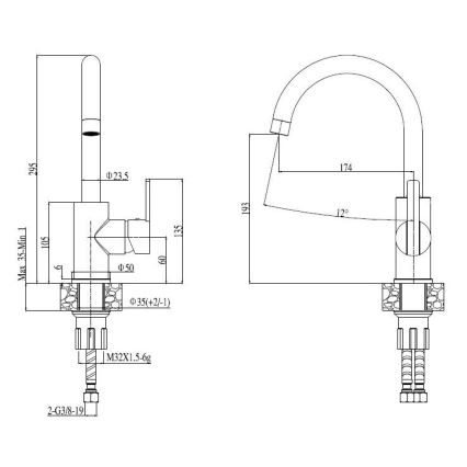 ALVEUS SET0026 - Keittiöallas LINE 79x50 cm + keittiöhana TONIA 29,5 cm satiinikromi/kiiltävä kromi
