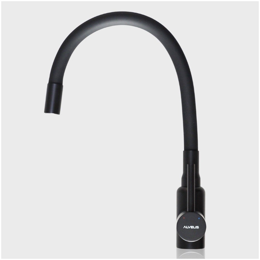 ALVEUS SETA23197 - Keittiöallas CADIT 59x50 cm + keittiöhana MINTAS 34 cm joustavalla juoksuputkella, graniitti/mattamusta