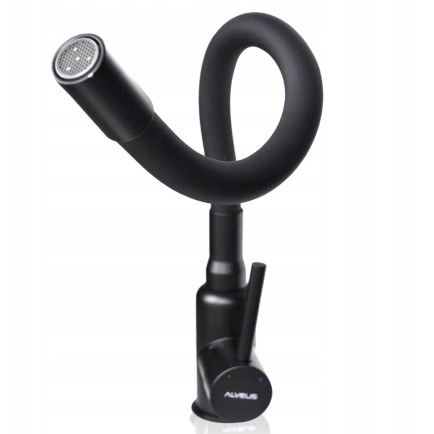 ALVEUS SETA23228 - Keittiöallas ATROX 59x50 cm + keittiöhana MINTAS 34 cm, joustavalla juoksuputkella, graniitti/mattamusta