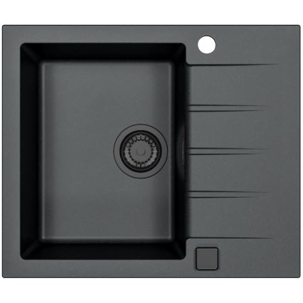 ALVEUS SETA23230 - Keittiöallas CADIT 59x50 cm + keittiöhana joustavalla kaarivarrella MINTAS 34 cm graniitti/mattamusta