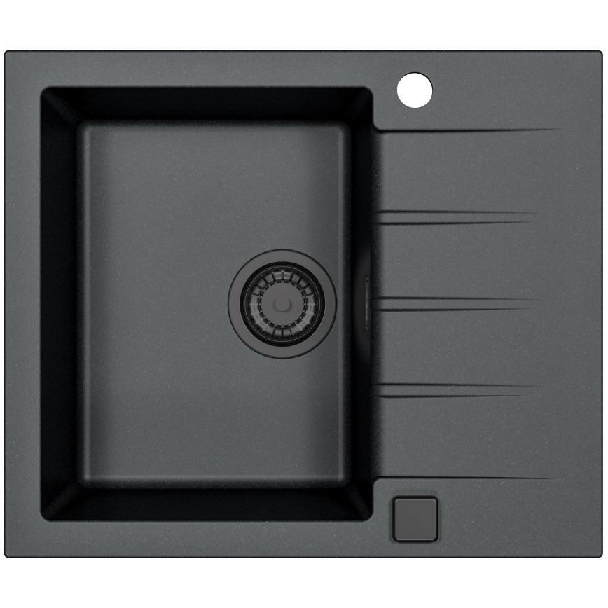 ALVEUS SETA23230 - Keittiöallas CADIT 59x50 cm + keittiöhana joustavalla kaarivarrella MINTAS 34 cm graniitti/mattamusta