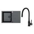 ALVEUS SETA23231 - Keittiöallas CADIT 79 x 50 cm + keittiöhana MINTAS 34 cm joustavalla juoksuputkella, graniitti/mattamusta