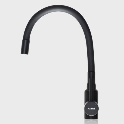 ALVEUS SETA23231 - Keittiöallas CADIT 79 x 50 cm + keittiöhana MINTAS 34 cm joustavalla juoksuputkella, graniitti/mattamusta