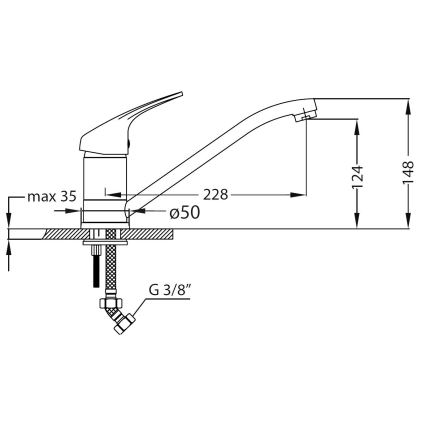 ALVEUS SETA259 - keittiöallas BASIC 78x43,5 cm + altaan hana RIVIERA 14,8 cm satiini/kiiltävä kromi