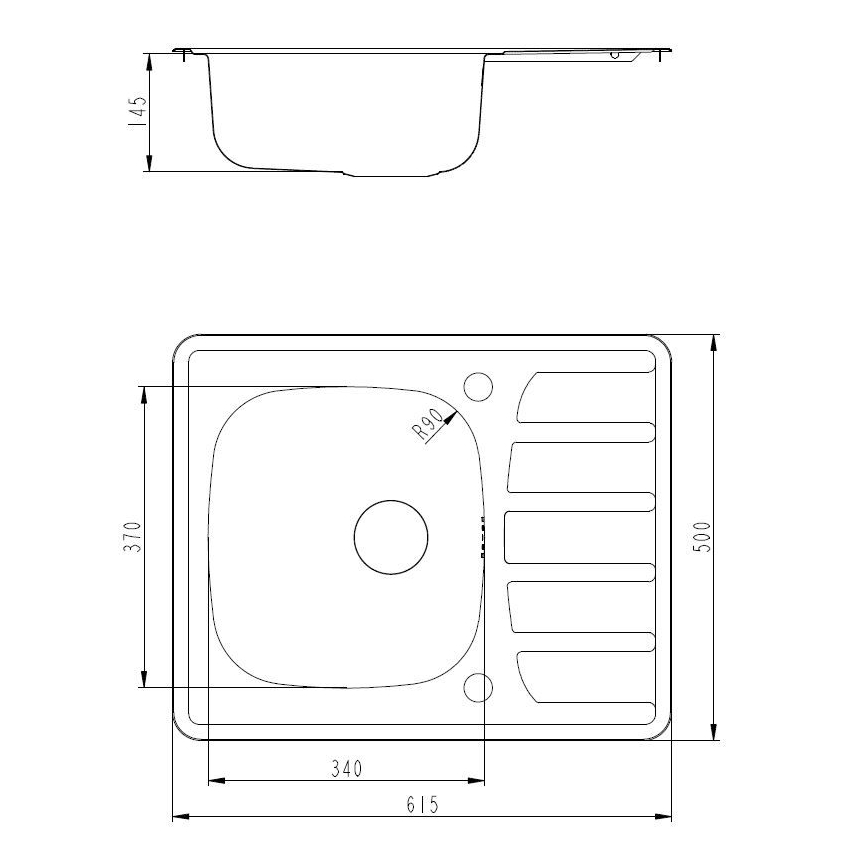 ALVEUS SETA265 - Keittiöallas ZOOM 61,5 x 50 cm + altaan hana RIVIERA 14,8 cm satiinikromi/kiiltävä kromi