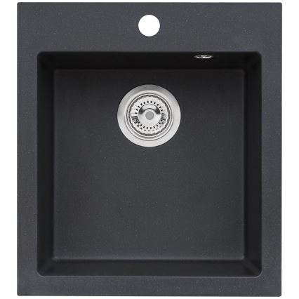 ALVEUS SETA737 - keittiöallas CORTINA 50x45 cm + keittiöhana TONIA 29,5 cm joustavalla juoksuputkella, graniitti/mattamusta