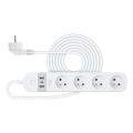 Älykäs jatko kaapeli kytkimellä 4Z Tyyppi E + 2x USB-A + 1x USB-C 1,5m Wi-Fi Tuya valkoinen