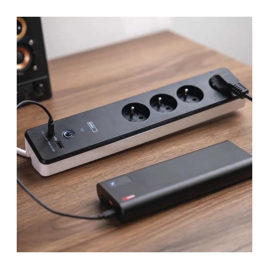 Älykäs jatkojohto kytkimellä GoSmart 4Z + 1xUSB-A + 1xUSB-C 2 m Wi-Fi Tuya