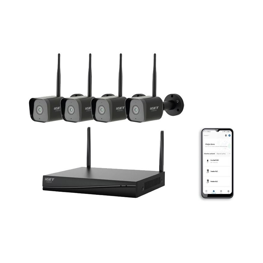 Älykäs kamerajärjestelmä + 4 kameraa antureilla, 2K+, 12 V, IP65, Wi‑Fi, Tuya